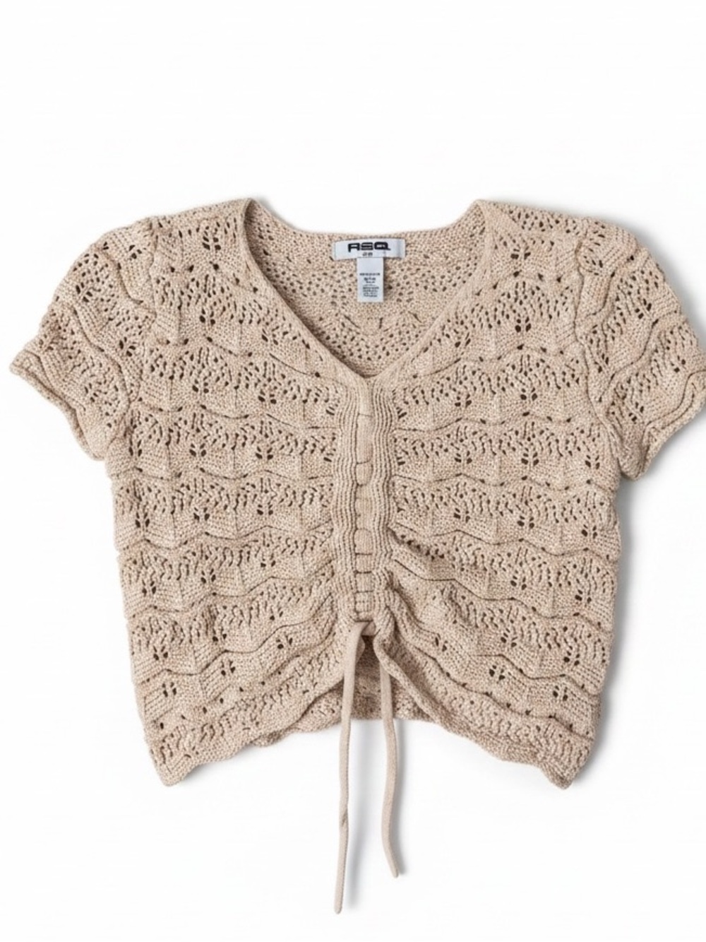 RSQ Crochet Cropped Sweater Short Sleeve Size Large